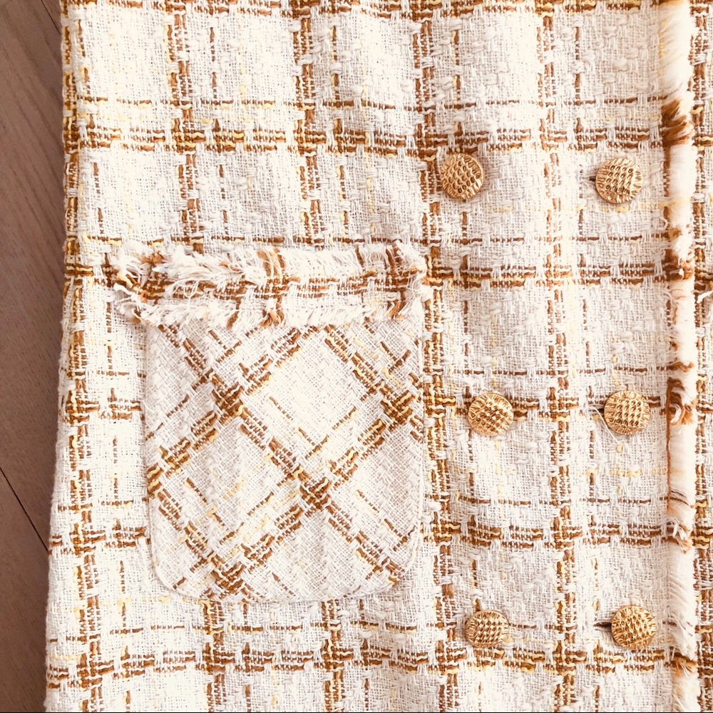 NWT Zara Tweed Blazer Style Cream Dress - Picture 14 of 15